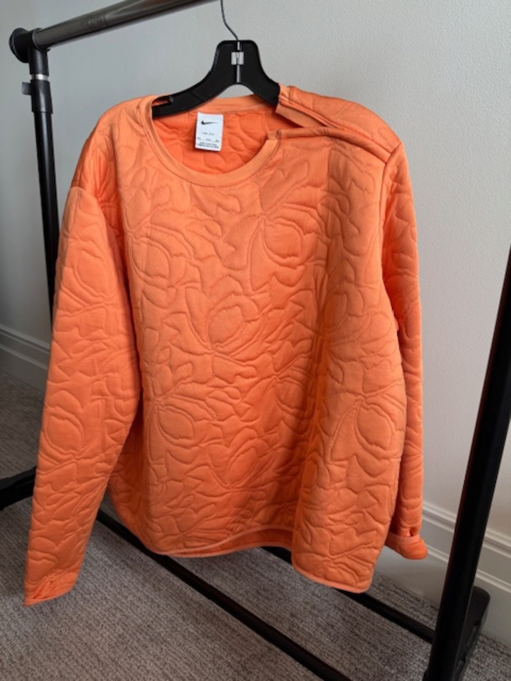 Nike Quilted Crewneck Sweater in Bright Orange